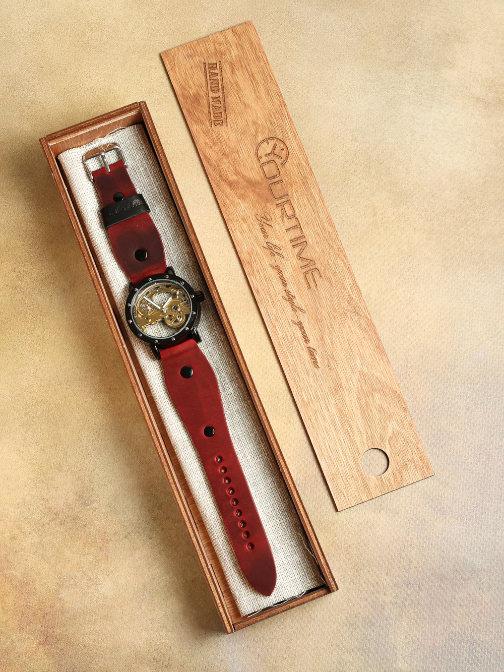 Часы скелетоны механические Power Black Red YOURTIME