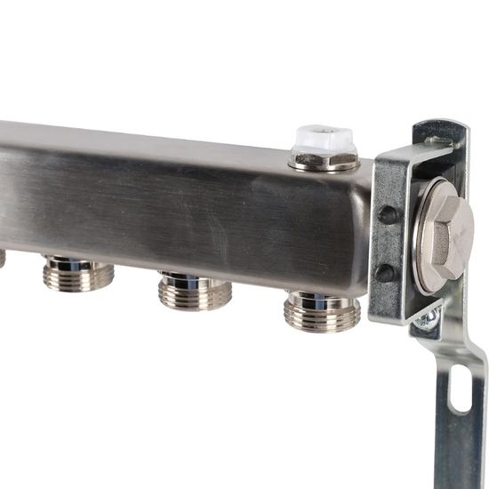 Коллектор Rommer 1"x3/4" на 7 контуров для радиаторной разводки (нерж. сталь) RMS-4401-000007