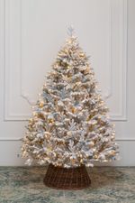 Заснеженная елка с гирляндой «Швейцарская» (Литая хвоя) 3 м