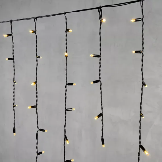 Светодиодная бахрома с колпачком 3,2*0,9 м., 180 теплых белых LED ламп, черный провод ПВХ, IP65, LTC (PIL180CAP-11-2WW)