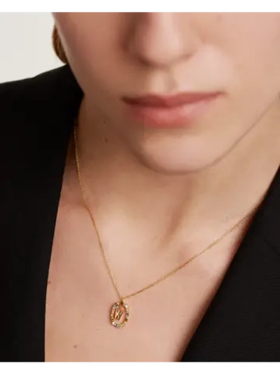 Колье Буква W серебро 925 пробы покрытое золотом