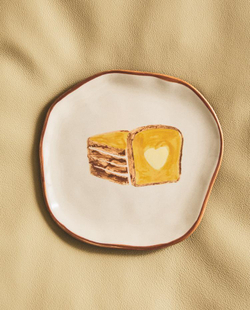 ZARA HOME ТАРЕЛКА С ПРИНТОМ, КОРИЧНЕВЫЙ/БЕЛЫЙ