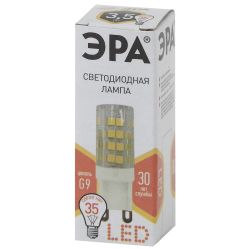 Лампа светодиодная ЭРА STD LED JCD-3,5W-CER-827-G9 3,5Вт керамика капсула теплый белый свет G9 | Лампы cветодиодные Капсульные (G4, G9)