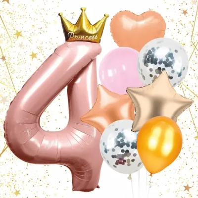 Набор шаров 8 шт «4 - Prince», розовый (цирфа + 7 шаров)