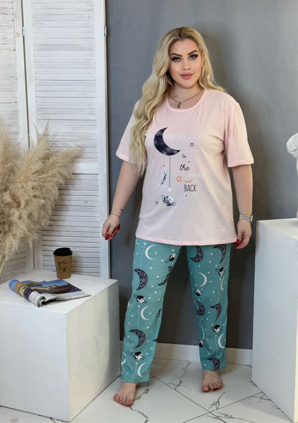 [m]Пижама женская штаны+футболка к/р ШФ00012 велик