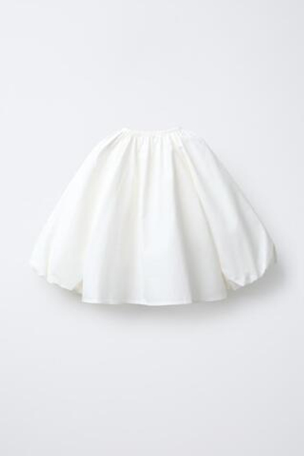ZARA РУБАШКА ИЗ ПОПЛИНА С 3D-ЦВЕТАМИ, ЖЕЛТОВАТО-БЕЛЫЙ