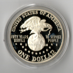 1 доллар 1991 S 50 - летие объединённой службы организации досуга войск. Proof. Пруф в капсуле