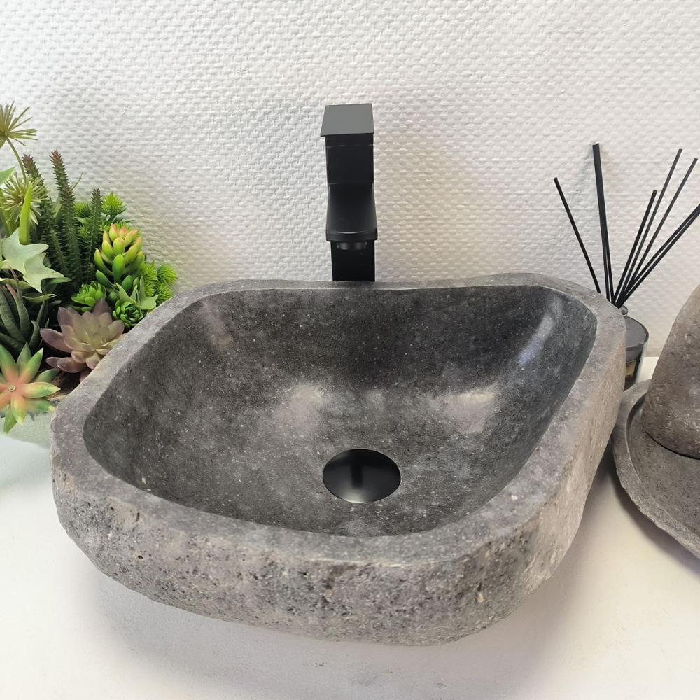 Каменная раковина из речного камня RS-63589 (42*35*14) 0122