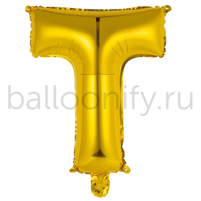 Фольгированная фигура, Буква Т 35 см Gold