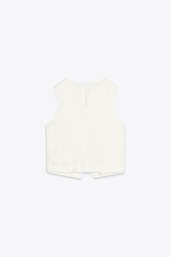 ZARA УКОРОЧЕННЫЙ ТОП НА ЗАПÁХЕ, ЖЕЛТОВАТО-БЕЛЫЙ