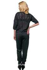 Костюм с кружевными вставками (Размер: L) (Цвет: черный)