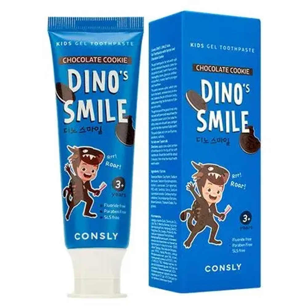 CNS KIDS Паста зубная гелевая детская Dino's Smile с ксилитом и вкусом шоколадного печенья, 60г Cons