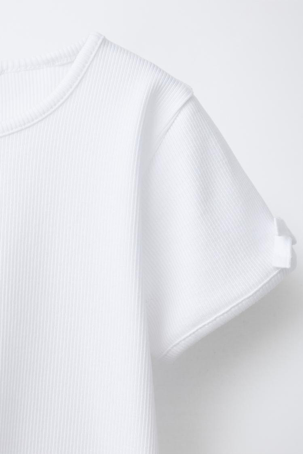 ZARA ФУТБОЛКА В РУБЧИК С БАНТАМИ, БЕЛЫЙ