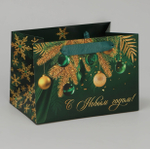 Пакет подарочный новогодний с широким дном «Роскошный Новый год», 20×14×13 см