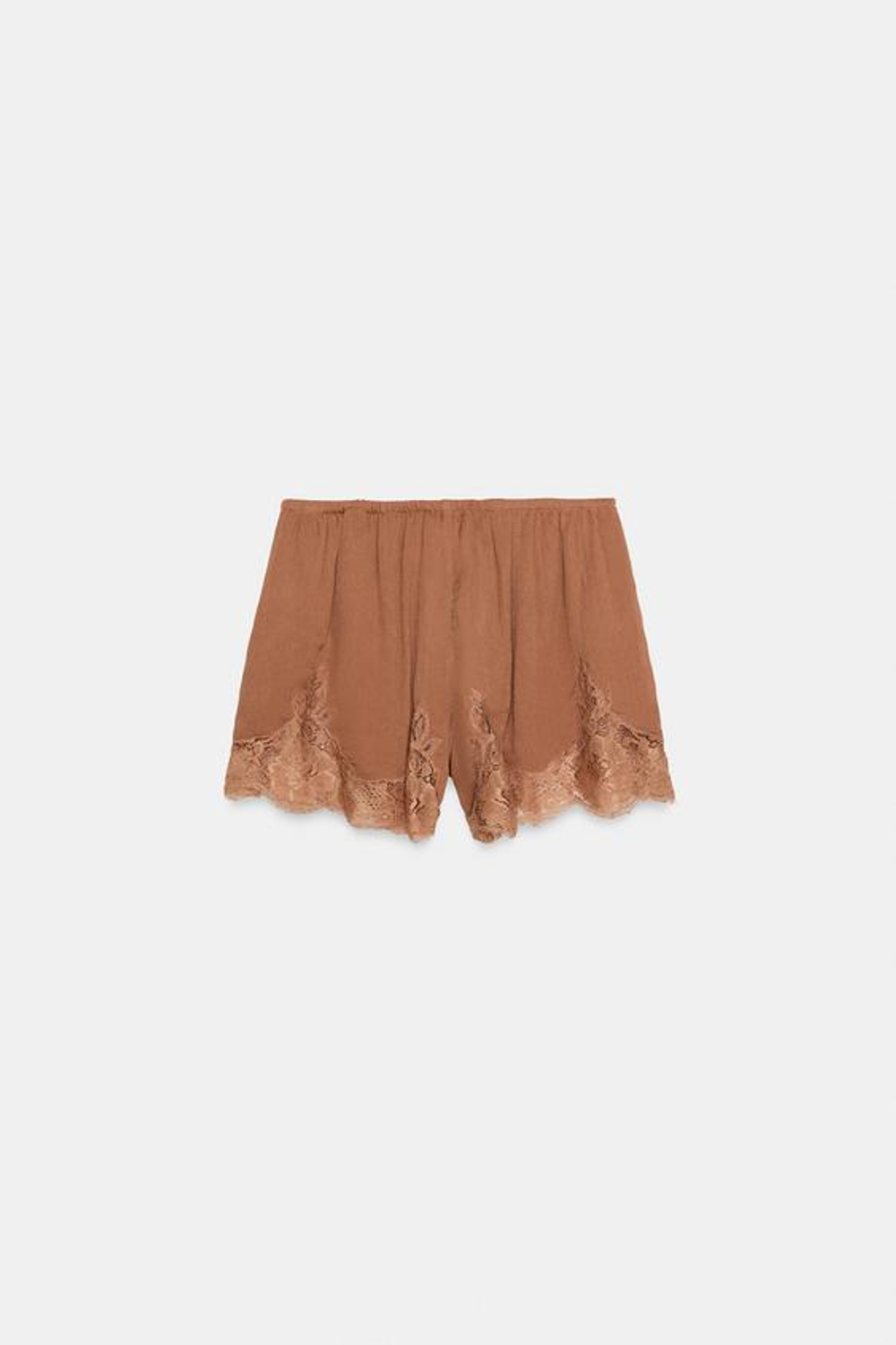 ZARA КРУЖЕВНЫЕ ШОРТЫ — ZW COLLECTION, ЧЕРЕПИЧНЫЙ