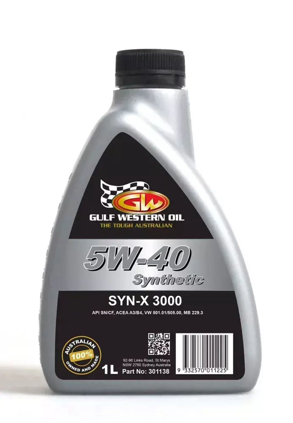 Масло моторное синтетическое GULF 5W40 WESTERN SYN-X 3000 SN/CF 1л