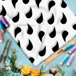 Ткань премиум шелк искусственный Армани черные капли на белом