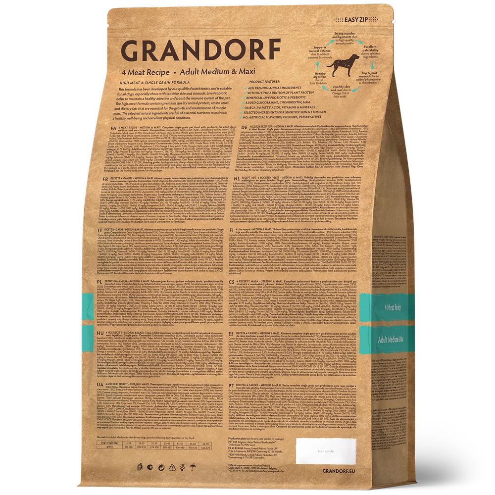 GRANDORF 4 вида мяса Для средних и крупных пород