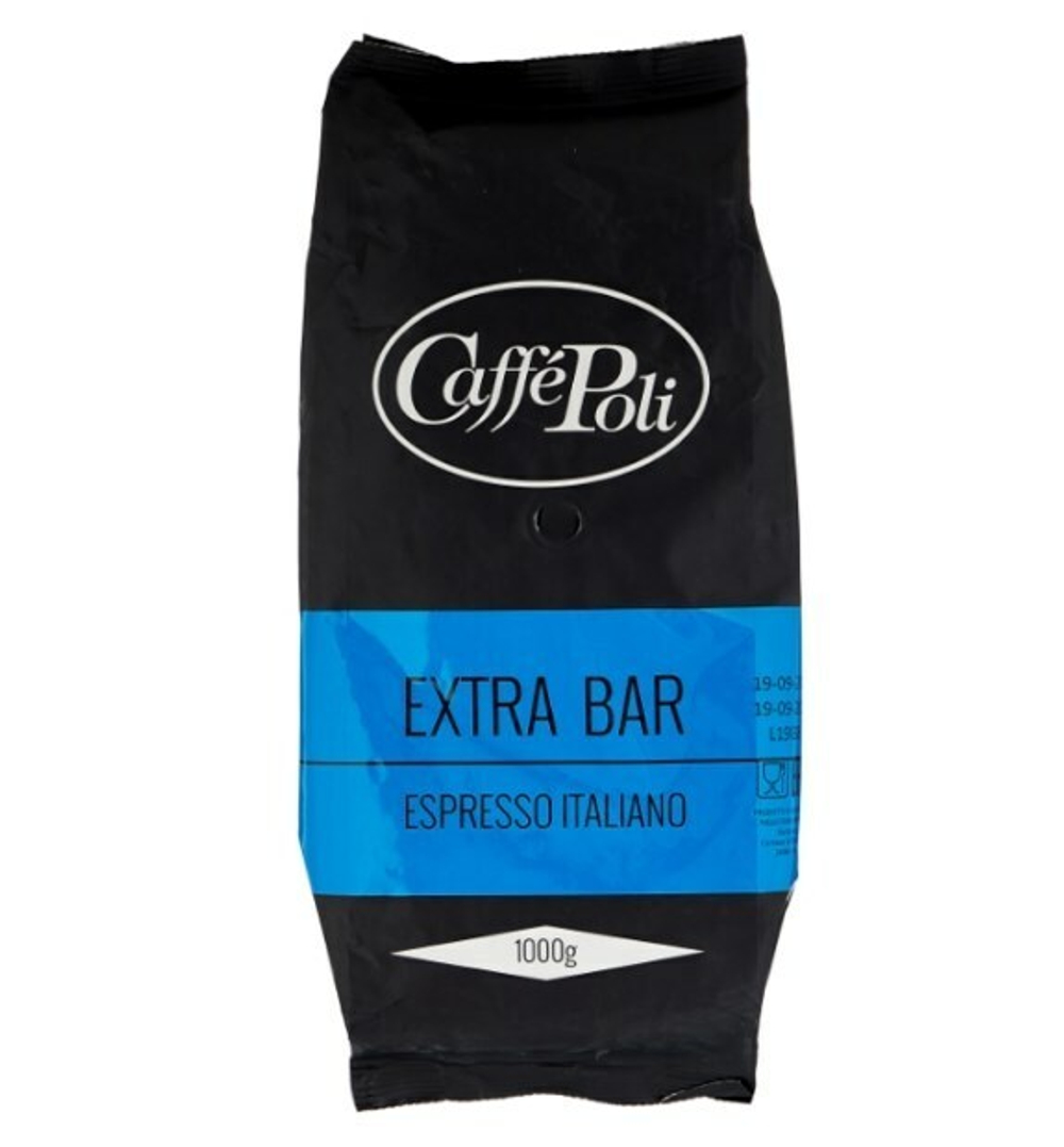Кофе в зернах в/у "Poli Extra Bar" 1 кг. синяя пачка (80% арабики, 20% робусты), Италия