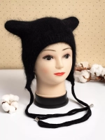 Шапка с ушками зимняя ангора вязаная