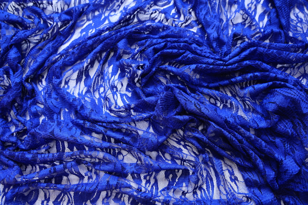 Гипюр стрейч синий