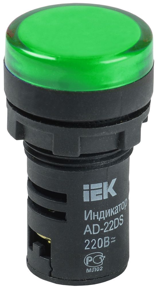 Лампа AD22DS(LED)матрица d=22мм зеленый 110В AC/DC IEK