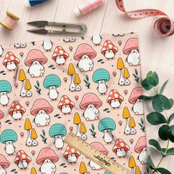 Ткань сатин детские грибочки