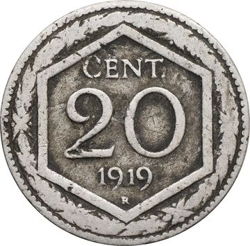 20 чентезимо 1919 Италия (Гладкий гурт)