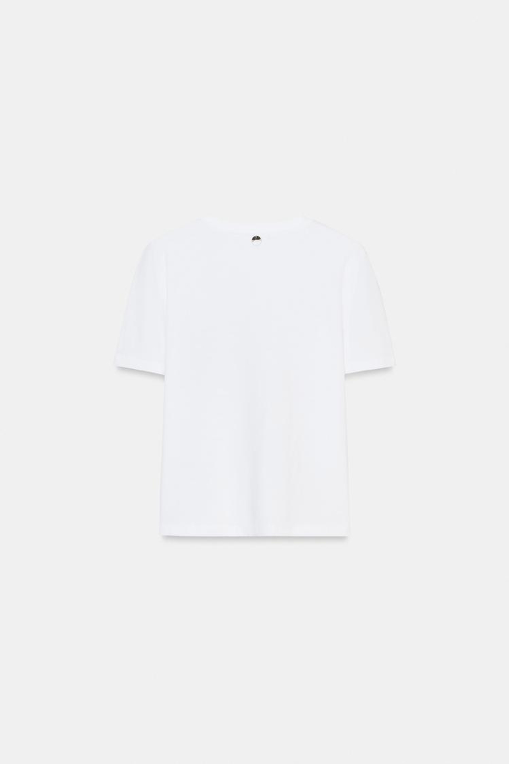 ZARA ФУТБОЛКА С КОНТРАСТНЫМ КАРМАНОМ, БЕЛЫЙ