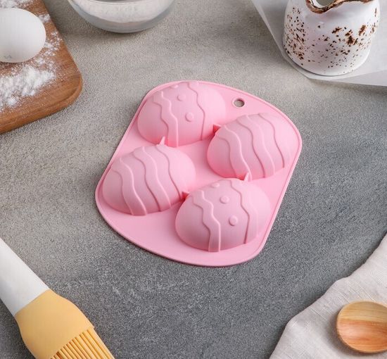 Форма для выпечки "Пасхальное яйцо", 15*12,6*2,5 см, 4 ячейки