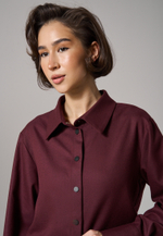 Рубашка-жакет укороченная бордовая