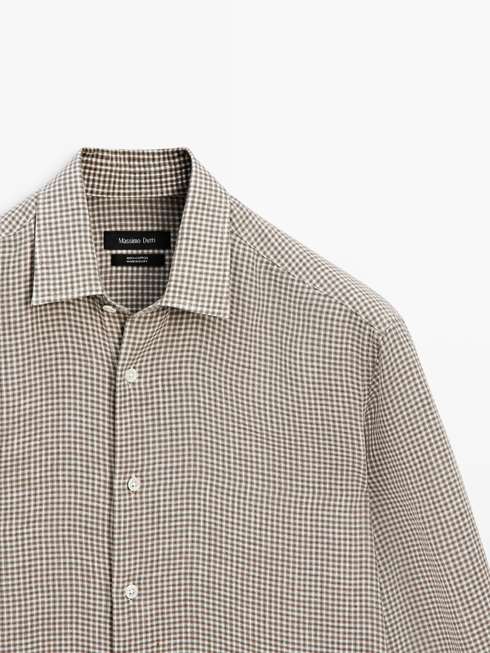 Massimo Dutti Рубашка в клетку из 100% льна, коричневый