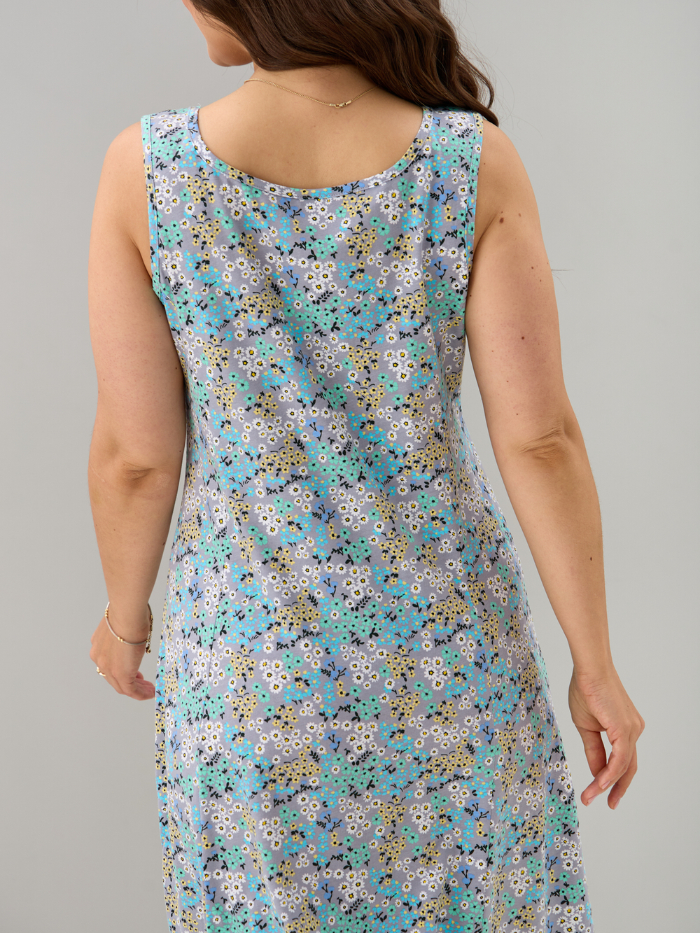 Платье П-012/серый-ромашкинезабудки