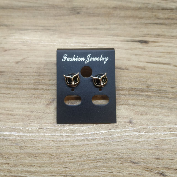 Серьги Small Совушка эмаль цветная цвет черный металл золотистый