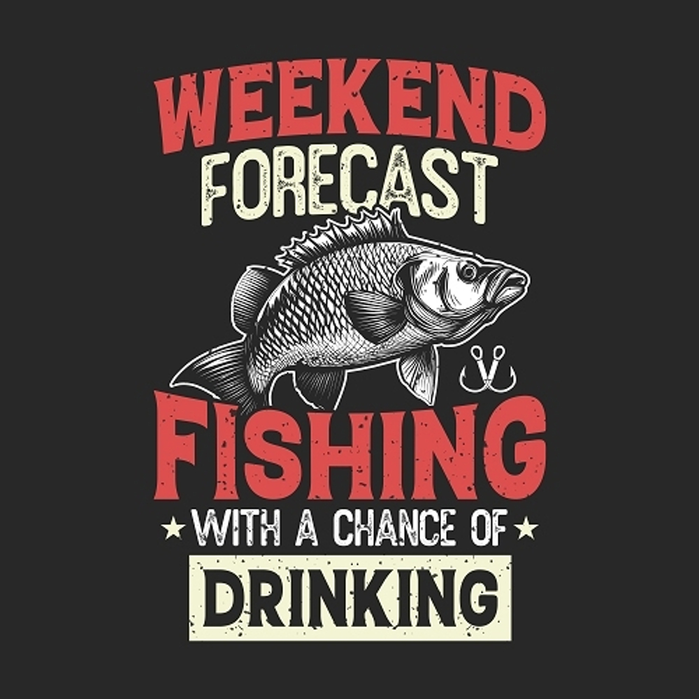 принт про рыбалку Weekend Fishing черный