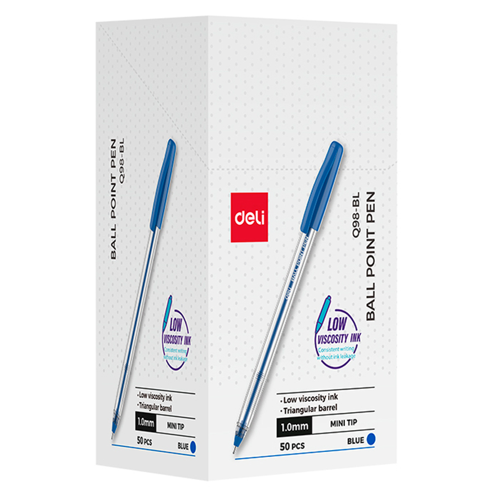 Ручка шариковая DELI "Q98", 1 мм, синяя