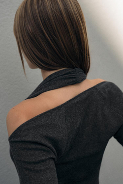 ZARA ФУТБОЛКА С БОЛЕРО, ТЕМНЫЙ МЕЛАНЖ