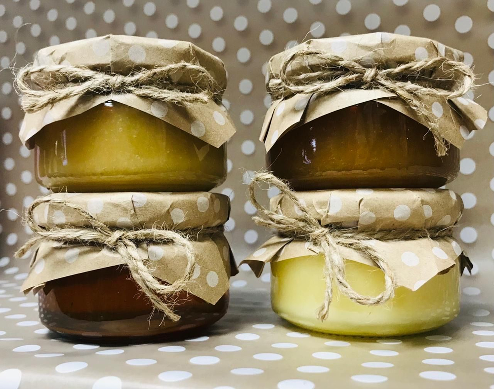 Набор натурального Алтайского меда с пожеланиями, 4 баночек по 130-150 гр.