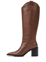 Женские удлинённые казаки из кожи