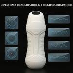 Белый вибромастурбатор с режимом всасывания «Оки-Чпоки» (Цвет: белый)