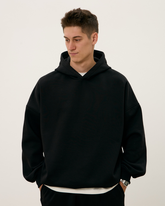 Худи MAN OVER, с начесом, черное