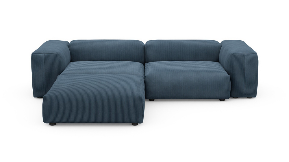 Диван с оттоманкой Фиджи Cilium Indigo 273*221*62 см, Синий Вельвет Нераскладной Фиеста