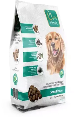 Сухой корм CLAN CLASSIC Sensitive для собак крупных и средних пород утка с бурым рисом
