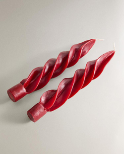 ZARA HOME НОВОГОДНИЕ СВЕЧИ СПИРАЛЕВИДНОЙ ФОРМЫ (НАБОР ИЗ 2 ШТ.), КРАСНЫЙ