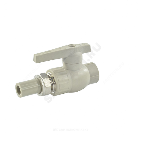Кран шаровой PP-R полнопроходной серый Дн 20х3/4" с односторонним разъемным соединением VALFEX 20244020Г