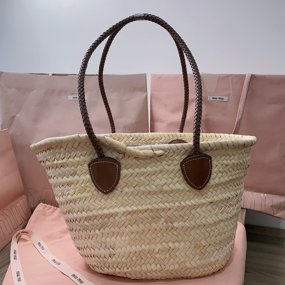 Miu Miu Woven Fabric Tote Bag