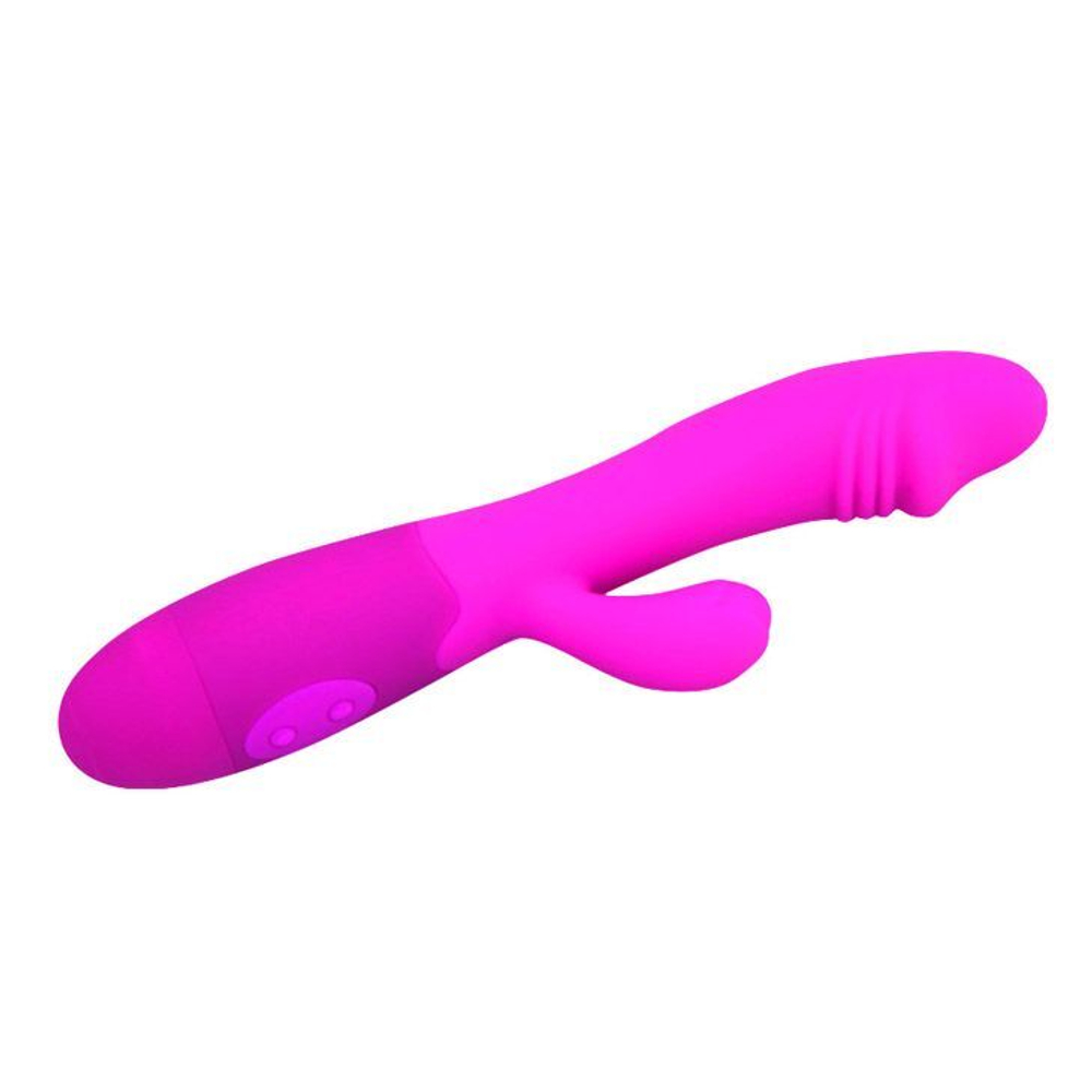 Лиловый перезаряжаемый вибратор Snappy с клиторальным отростком