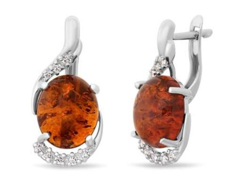 Серьги из серебра с янтарем
