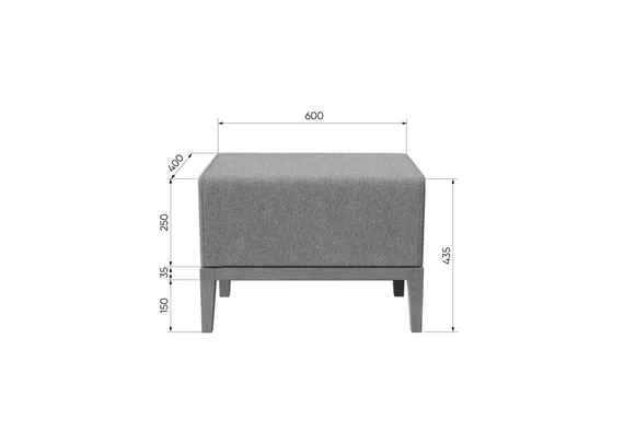 Банкетка Fjord 60 см (светло-серый твид, бук)