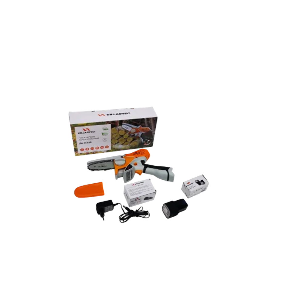 Пила цепная аккумуляторная Villartec SA1462S SET: АКБ AC1415 + ЗУ AM1415, без кейса